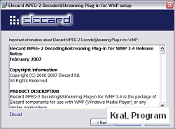 Elecard MPEG-2 Decoder and Streaming Plug-in for WMP 3.4.70328