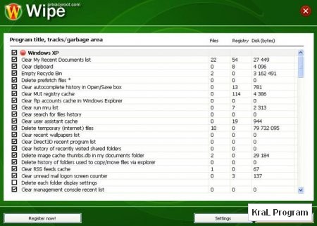 Wipe 2.38 Tarayici izlerini temizleme programi