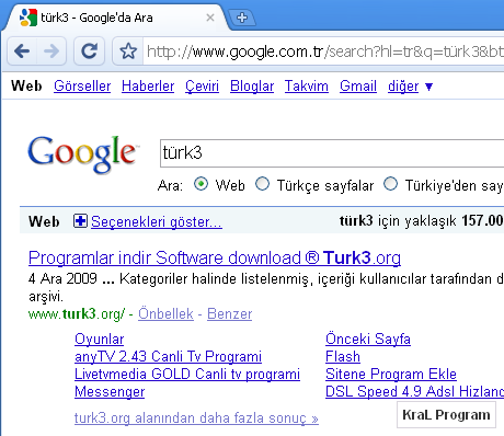 Google Chrome 4.0.249.30 internet tarayici