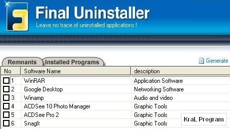 Final Uninstaller 2.5.7 Program kaldirma yazilimi