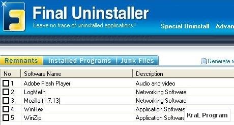 Final Uninstaller 2.6.2 Program kaldirma programi