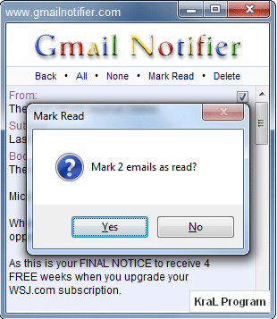 Gmail Notifier 1.0.0.82 Otomatik E-mail bildirici