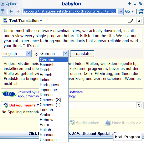 Babylon 8.0.7 Çeviri ve sözlük programı