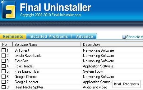 Final Uninstaller 2.6.5 Bilgisayardan program kaldırıcı