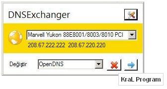 DNSExchanger 1.0b dns ayarlarını değiştirme programı