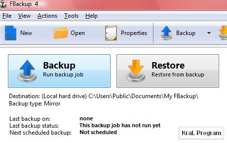FBackup 4.4.218 Yedek alma ve geri yükleme programı