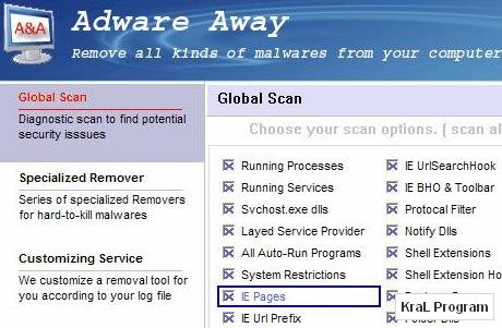 Adware Away 4.0.z Zararlı yazılım temizleme aracı